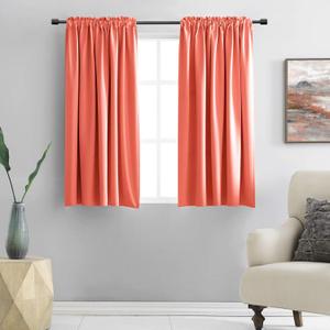 DONREN Coral Blackout Curtain Panels with Rod Pocket - Room Darkening Thermal Insulated Curtains for Bedroom (Salmon Color,42 W x 45 L Inch,2 Panels)