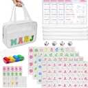 Mini Mahjong Set, American Mahjong Game Set, Complete Mahjong Tile Set with 166 White Tiles (1.2’’), 4 Tile rulers, 4 dice, 1 Bag, 100 Chips, 5 Instruction Manuals, Mahjong Game Gift for Enthusiasts