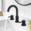 FGKQ Black Bathroom Faucet for Sink 3 Hole, Bathroom Sink Faucet with Pop Up Drain, 8 Inch Widespread Vanity Faucet 3 Hole, 360 Swivel Two Handle with Supply Lines