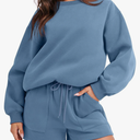 ANRABESS Women 2 Piece Outfits Sweat Shorts Sets 2025 Oversized Casual Lounge Matching Set Sweatsuit Tracksuit Fall Clothes Size S