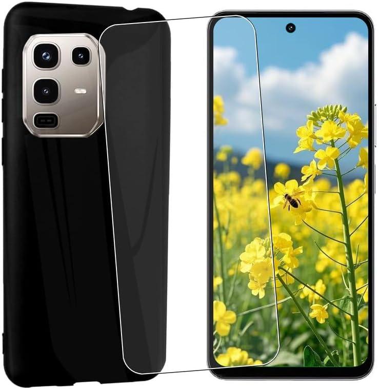 Cover for Infinix Note 50 4G Case,Anti Fingerprint TPU Soft Shellfor Infinix Note 50 4G Tempered Glass Screen Protector [1 Pack] Black