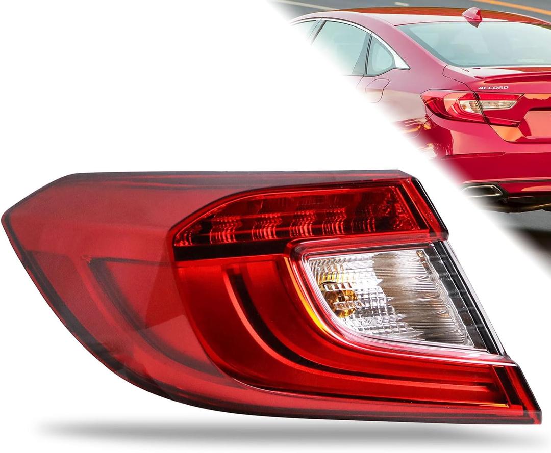 Tail Light Assembly Compatible With 2018-2022 Honda Accord Sedan Outer Left Driver Side LED Brake Talilight Replace 33500TVAA01