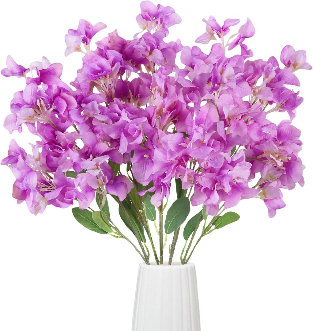 5PCS Bougainvillea Artificial Flowers 31.5inch Fake Long Stem Flowers Light Purple Faux Bougainvillea for Vase Table Wedding Home Office Garden Decor(Light Purple)