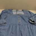 Sidefeel Women's Spring Outfit Denim Dress 3/4 Sleeve Loose Fit Square Neck Summer Jean Dresses with Pockets Blue M