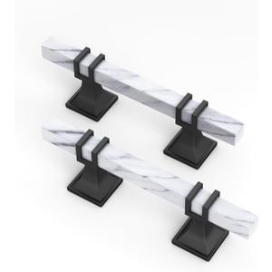 homdiy 10 Pack 3 Inch Marble Cabinet Pulls, White Marble Grain Kitchen Cabinet Handles Black and White Dresser Drawer Pulls