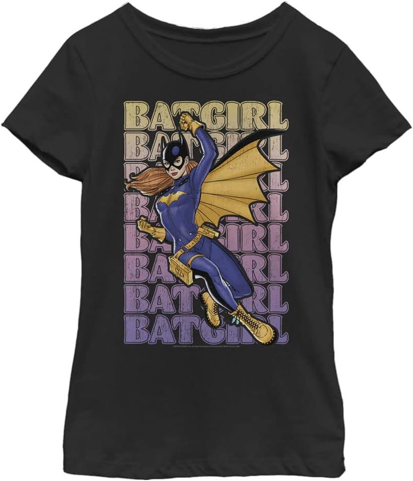 Warner BROS Girls Batman Batgirl Name Girls Short Sleeve Tee Shirt (X-Small, Black)