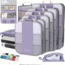 10 Set Compression Packing Cubes for Travel Essentials,Compressible Expandable Packing Cubes for Suitcase,OlarHike Luggage Organizer Bags for Travel,Handy Helper for Organizing Clothes(Purple Gray)