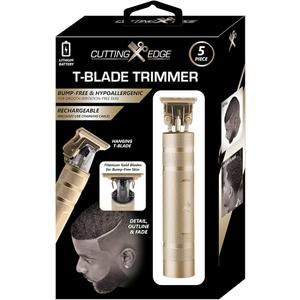Cutting Edge T-Blade Trimmer for Men, T-Blade Precision Beard Trimmer, Bump Free and Hypoallergenic Titanium Gold Blades, 4 Guide Combs, Rechargeable, Precision Trimmer to Detail, Outline, & Fade