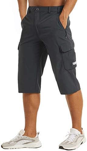 MAGCOMSEN Men's Workout Gym Shorts Quick Dry 3/4 Capri Pants Zipper Pockets Hiking Athletic Running Shorts, 38