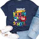 100 Days of School Shirts for Women Happy 100th Days Teacher T-Shirt Funny Pencil Apple Tee Tops (XL)