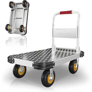 1100LBS Heavy Duty Foldable Platform Dolly Collapsible Push Cart with Swivel Wheels Moving Dolly Cart for Easy Transport