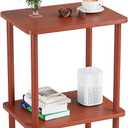 Apicizon 2 Tier End Table, Small Side Table with Solid Wood Legs, Boho Bedside Table with Storage Shelf, Nightstand for Small Spaces, Bedroom, Living Room, Entryway, Easy Assembly, Vintage Brown