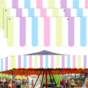 Preboun 3 Pcs Carnival Awning Decorations Tent Circus Hanging Decorations Carnival Banner Concession Stand Sign Canopy Awning for Pirate Summer Party, 9.84''x78.74'' (Warm Color)