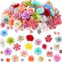 Hoteam 300 Pcs 300 Pcs Faux Flower Heads Silk Artificial Plum Blossom Heads DIY Fake Mini Flowers Assorted Silk Decorative Daisy Roses Craft Supplies for Wedding Party Wreath (Elegant) (Elegant)