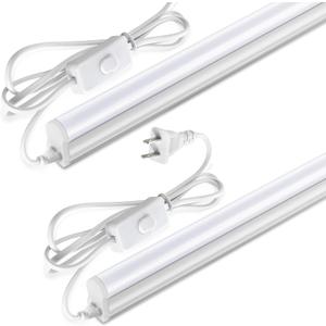 Pak LED Shop Lights, 4FT T5 Integrated Utility Fixture, 2300LM 6500K Cool White, 20W Energy Efficient Linkable LED Tube Lights for Garage, Workshop, Basement, FCC Certified, 2 Pack