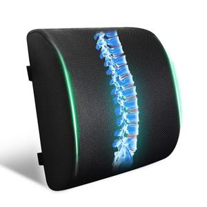 FuturaLoom Lumbar Support Pillow for Office Chair Car Seat,Charcoal Memory Foam Chair Back Cushion for Back Pain Relief with Double Adjustable Straps