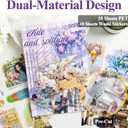 2 x MARCADORUS Scrapbook Sticker, 20 Sheets Flower Stickers, Journaling Stickers Featuring Windmills, Stamps, Cars, for Journals, Planners, Collage, Scrapbook Supplies for Holidays and Special Occasions. (5.7 x 8.2 Inch, 20 Sheets, Romantic Purple)