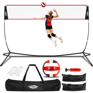 20FT Volleyball Training Net, Height Adjustable Volley Ball Nets for Hitting,Serving Spiking Practice,Portable Volleyball-Net for Beach Indoor Outdoor Bacyard| with Carryingbag & Sandbags