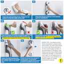 LEVERLOC Grab Bars for Bathtubs and Showers 2 Pack Suction Grab Bar, Heavy Duty 12 Inch Shower Handle Removable Bath Handrails for Seniors and Elderly, Bathroom Safety Grip No Drilling Waterproof Grey (Gray)