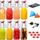 8 Set, 4 OZ Swing Top Glass Bottles - Flip Top Beer Brewing Bottles with Stopper for 2nd Fermentation, Kombucha, Mead Kefir, Vanilla Extract, Juice, Tea, Wine - Airtight Cap Lids, Bonus 2 Pourers