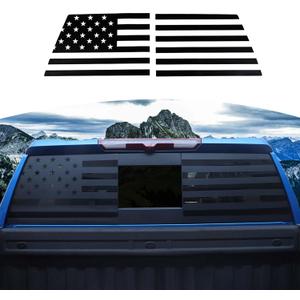 RT-TCZ for Silverado Rear Window Decal Trim Sticker for Chevy Silverado 2019 2020 2021 2022 Up Black American Flag Exterior Accessories 2pcs