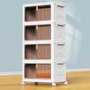 4 Tier Plastic Storage Bins with Lids 23QT, Stackable Storage Containers with Wheels, Folding Storage Boxes, Collapsible Storage Bins, Closet Organizers and Storage for Living Room,Kitchen,Office,Dorm