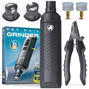Dog Nail Grinder Quiet Dog Nail File Pet Toenail Grinder for Dogs Quiet Cat Electric Drill Trimmer for Large Dogs Small Medium Pet Electric Trimmer Drill for Dogs with Guard (Grey)