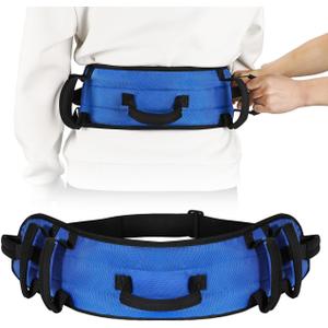 Rhino Valley Gait Belt for Senior with 7 Handles, 59" Anti-Slip Gate Belts Medical for Elderly, Transfer Belt with Quick Release Buckle, Elderly, Physical, Handicap, Bariatric Therapy, Blue & Black