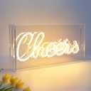 Cheers Neon Sign, USB LED Desk Lightbox Cheers Sign with ON/OFF Switch, 3D Neon Light up Sign for Table Decor, Wall Decor, Bar, Pub, Bachelorette Party (Warm White)