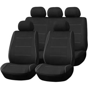 Car Seat Cover Full Set, Soft Comfortable Vehicle Front and Rear Split Bench Protector, Scratch-Proof Auto Interior Seat Protection Cover, Universal for Van Truck Sedan (Black/Gray)