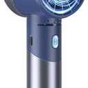 AMACOOL Portable Handheld Turbo Fan, 17Hrs Runtime, 4 Speeds Wind, Cool Metal Body, Rechargeable Battery Personal Fan, Mini Pocket Fans for Girl Woman Man Travel Makeup Camping Outdoor-Blue