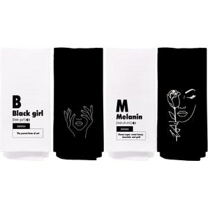 Gifts for Black Woman Girl, African American Gifts, Black Girl Magic Hand Towels, Boho Hand Towels for Bathroom, Set of 4