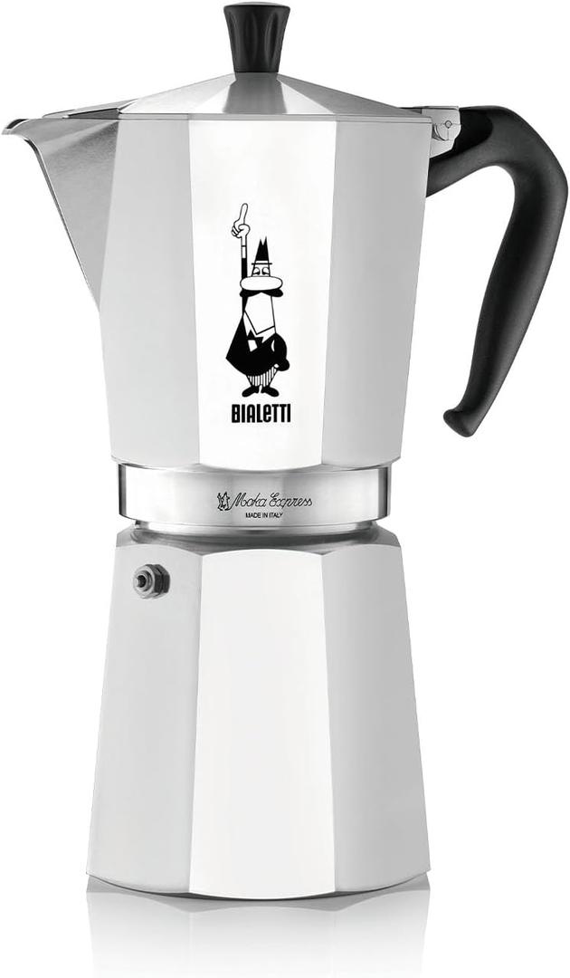 Bialetti - Moka Express: Iconic Stovetop Espresso Maker, Makes Real Italian Coffee, Moka Pot 12 Cups (22.6 Oz - 670 Ml), Aluminum, Silver
