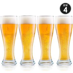 DU VINO USA Made Nucleated Pilsner Glasses- Etched Beer Glass for Better Head Retention, Aroma and Flavor - 16 oz Craft Beer Glasses for Beer Drinking Bliss - 4 Pack