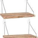 Fabric Wall Cubicle Shelf with Hooks for Work Decor, 11.8' Wooden Cubicle Organizer Storage Shelf with Hangers Cubicle Accessories for Women Men Desk, Pack of 2 