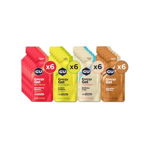 GU Energy Original Sports Nutrition Energy Gels, 24-Count, Vegan, Gluten-Free, Kosher, and Dairy-Free On-the-Go Energy for Any Workout, Assorted Caffeine-Free Flavors Variety Pack