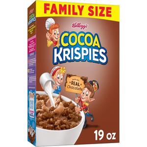 Kellogg's Cocoa Krispies Breakfast Cereal, Kids Snacks, Family Breakfast, Family Size, Chocolatey Flavor, 19oz Box (8 Box),Best by May 9 2026