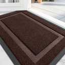 OLANLY Front Door Mat Indoor Outdoor Entrance, Waterproof All-Season, All-Weather Doormat, Sturdy Natural Rubber, Fade Resistant, Low Profile, Easy Clean Patio Porch Entryway Mat, 29.5x17, Dark Brown