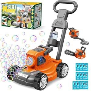 Bubble Lawn Mower for Kids, 3in1 Bubble Machine Blower with 10 Bubble Solution, Outdoor Push Toys for Toddlers Ages 38, Birthday Easter Summer Gift for Boys Girls 3 4 5 6 7 8 Year Old