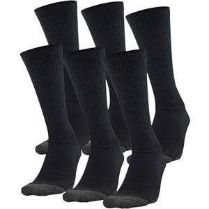 Under Armour Adult Performance Tech Crew Socks (3 and 6 Pack) (Large, Black (6-pairs))
