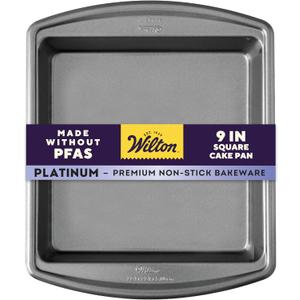 Wilton Platinum Non-Stick 9 x 9 Inch Square Brownie Cake Pan, Stainless Steel Bakeware, Made without PFAS (Standard)