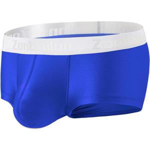 ZONBAILON Men's Sexy Underwear Bulge Pouch Ice Silk Underpants Low Rise Trunks Short Leg Boxer Briefs (Large, 1 Pc-Blue)