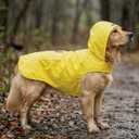 Dog Raincoat Reflective Adjustable Hooded Pet Rain Jacket Poncho with Leash Hole for Dogs S-5XL