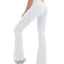 HEGALY Women's Flare Yoga Pants - Crossover Flare Leggings Buttery Soft High Waisted Workout Casual Bootcut Pants White, Medium