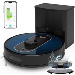 Robot Vacuum and Mop Self-Emptying: 5000Pa Robotic Vacuum 5-In-1 LiDAR Navigation, Real-Time Mapping/No-Go Zones for 60 Days Hands-Free Cleaning, Alexa/APP Robot Vacuum Cleaner for Hard Floor & Carpet
