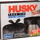 Husky HKK55030B True Tie 55-Gallon Drum Liners, 30-Count