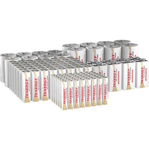 Tenergy 120 Pack Alkaline Batteries, 48 Pack AA Batteries, 48 Pack AAA Batteries, 8 Pack C Size Batteries, 8 Pack D Size Batteries, and 8 Pack 9V Size Batteries for Household Electronics