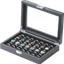 Ring Organizer Case, Cufflink Display Box for Show, 49 Slots Jewelry Holder with Clear Lid