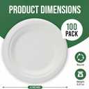 TaidMiao Dessert Plates, 100 Pack Small Paper Plates, Paper Plates 6 Inch 100% Compostable Plates, Water & Oil Proof Disposable Plates, Microwavable Perfect Paper Plate For Party - White