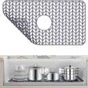 AWOKE Sink Protectors for Kitchen Sink - 26"x 14" Sink Mat - Heat-resistant Easy-clean Silicone Sink Mat - for Protection of Stainless Steel Sink - with Center Drain (Grey),Kitchen Sink Accessories